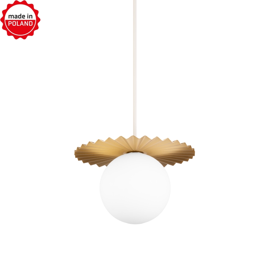 Lampa wisząca na lince SUNPLISS 1xG9/10W/230V Ø 20 cm złota/kremowa