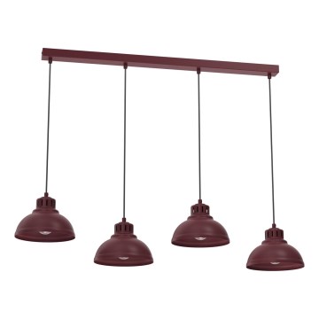 Lampa wisząca na lince SVEN 4xE27/15W/230V bordowa