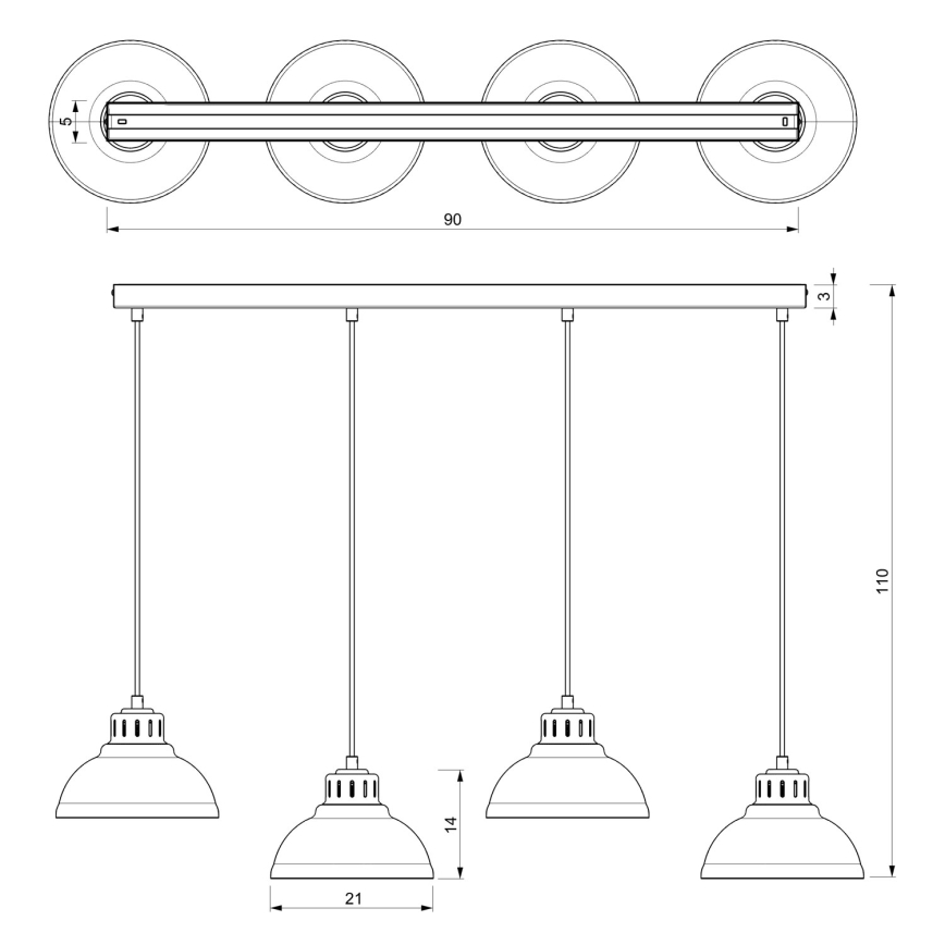 Lampa wisząca na lince SVEN 4xE27/15W/230V bordowa