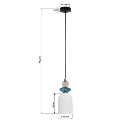 Lampa wisząca na lince TROPEA 1xE27/15W/230V czarna/przydymiona fioletowa/niebieska/biała