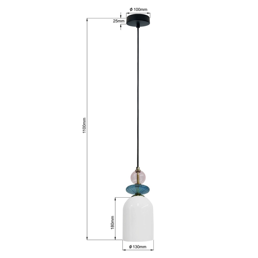 Lampa wisząca na lince TROPEA 1xE27/15W/230V czarna/przydymiona fioletowa/niebieska/biała