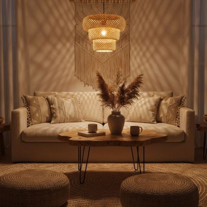 Lampa wisząca na lince TULUM 1xE27/15W/230V bambus