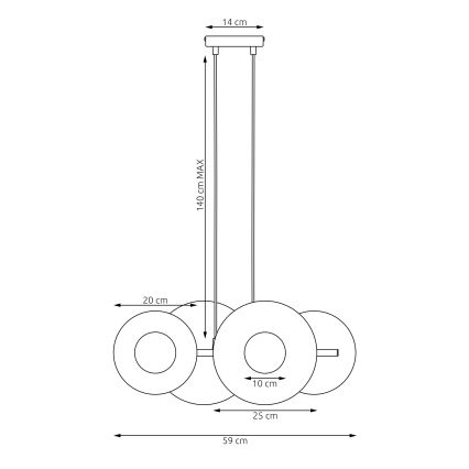 Lampa wisząca na lince UMBRA 4xG9/8W/230V beżowa