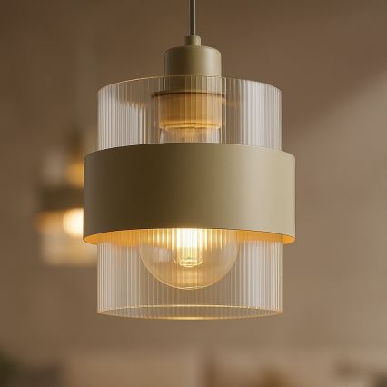 Lampa wisząca na lince VALENTINO 1xE27/15W/230V beżowa/przezroczysta