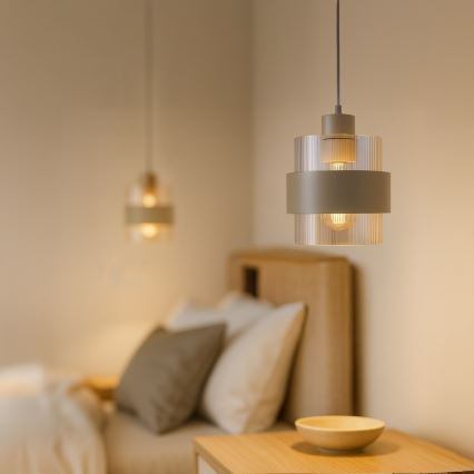 Lampa wisząca na lince VALENTINO 1xE27/15W/230V beżowa/przezroczysta