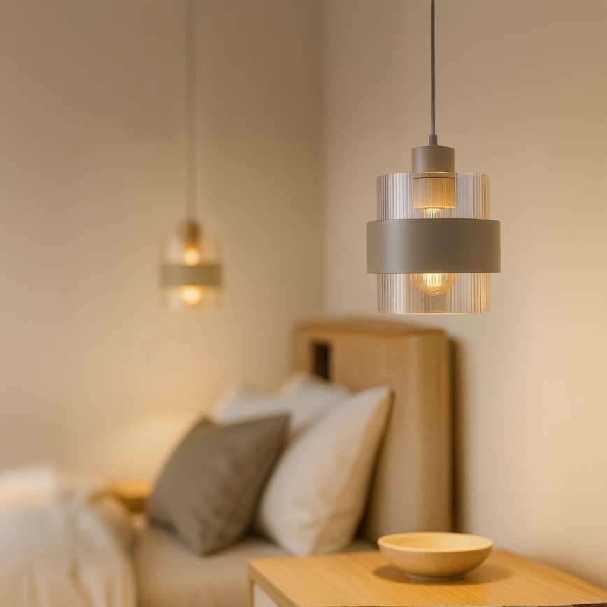 Lampa wisząca na lince VALENTINO 1xE27/15W/230V beżowa/przezroczysta