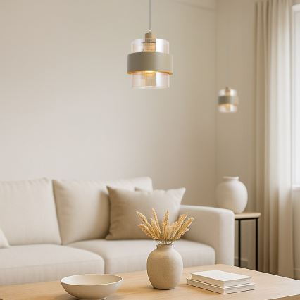 Lampa wisząca na lince VALENTINO 1xE27/15W/230V beżowa/przezroczysta