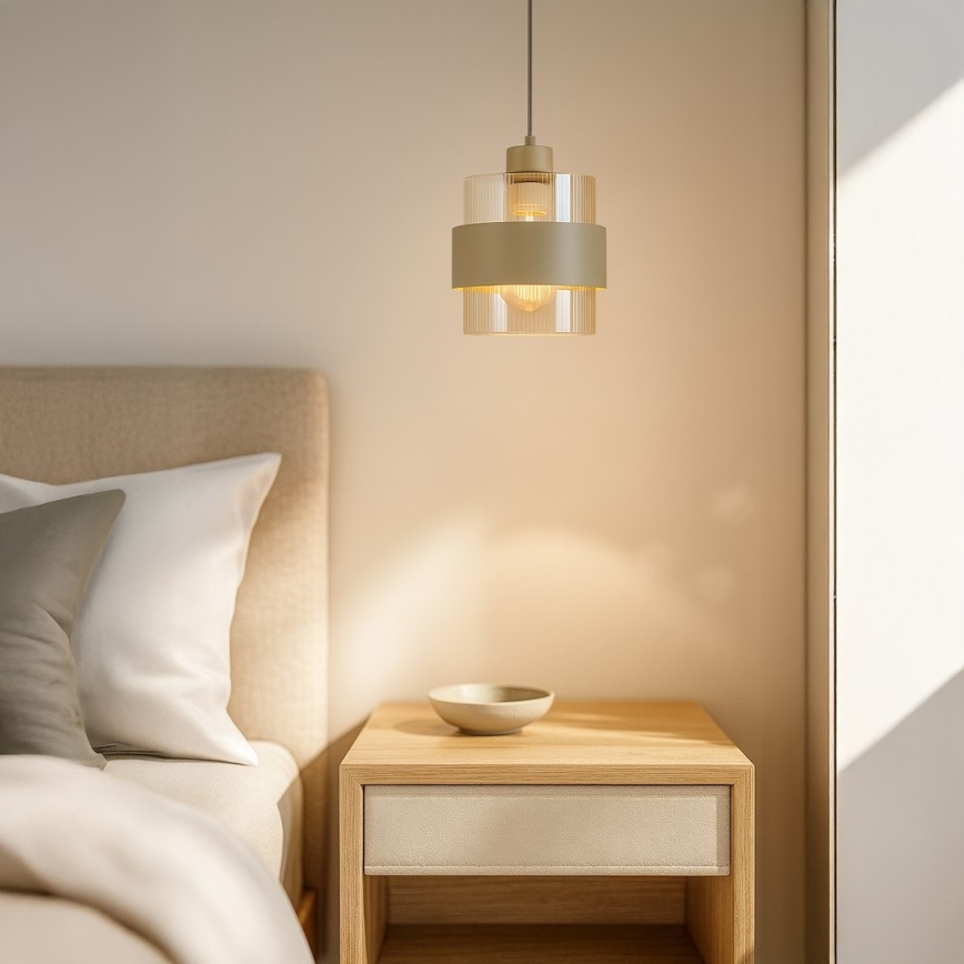 Lampa wisząca na lince VALENTINO 1xE27/15W/230V beżowa/przezroczysta