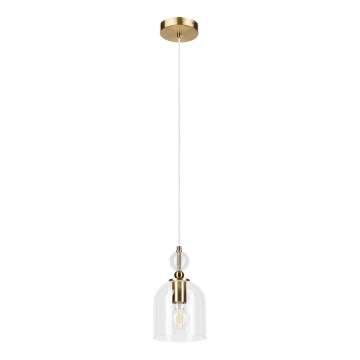 Lampa wisząca na lince VELARE 1xE27/15W/230V złota/przezroczysta