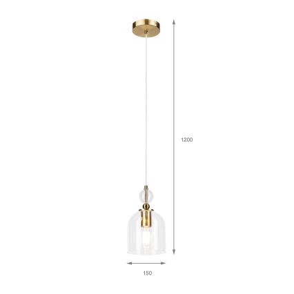 Lampa wisząca na lince VELARE 1xE27/15W/230V złota/przezroczysta
