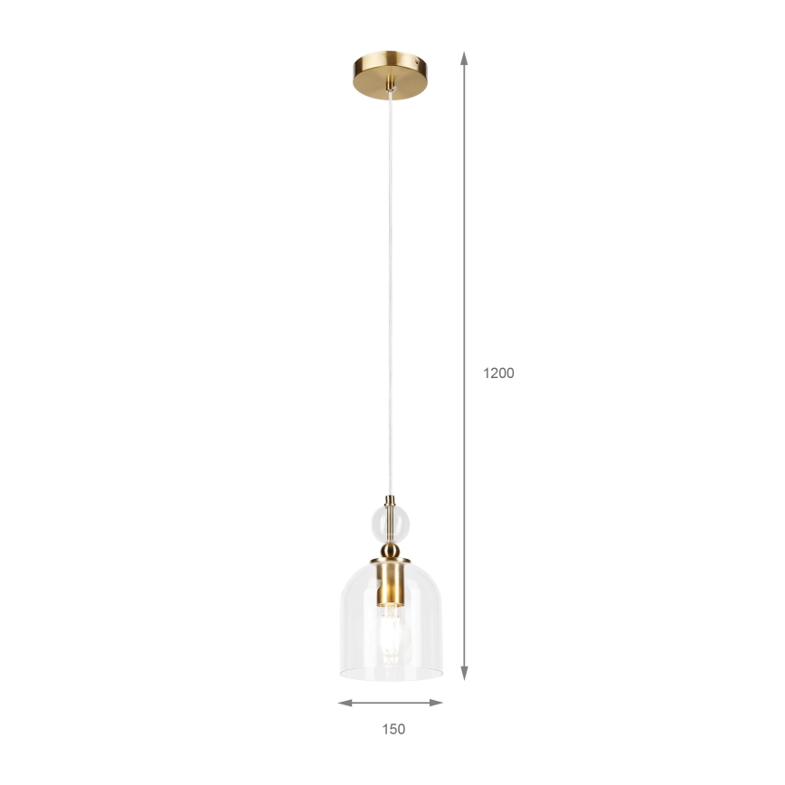 Lampa wisząca na lince VELARE 1xE27/15W/230V złota/przezroczysta