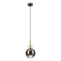 Lampa wisząca na lince VELLO 1xE27/15W/230V czarny/dymny beż/czarny