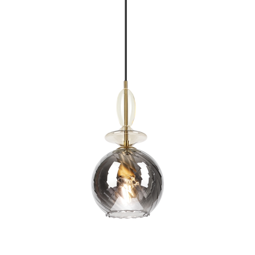 Lampa wisząca na lince VELLO 1xE27/15W/230V czarny/dymny beż/czarny