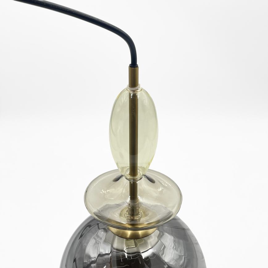 Lampa wisząca na lince VELLO 1xE27/15W/230V czarny/dymny beż/czarny