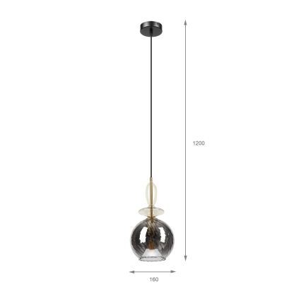 Lampa wisząca na lince VELLO 1xE27/15W/230V czarny/dymny beż/czarny
