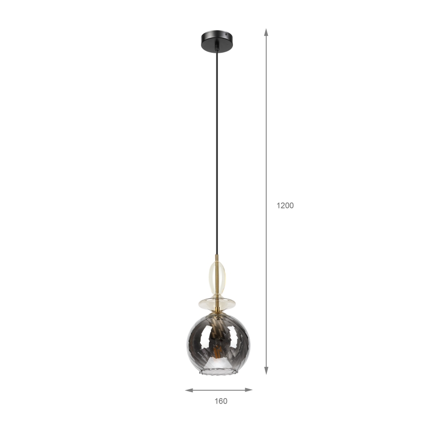 Lampa wisząca na lince VELLO 1xE27/15W/230V czarny/dymny beż/czarny