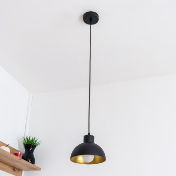 Lampa wisząca na lince VESPER 1xE27/15W/230V śr. 18 cm czarna/złota
