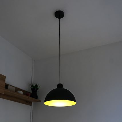 Lampa wisząca na lince VESPER 1xE27/15W/230V śr. 18 cm czarna/złota