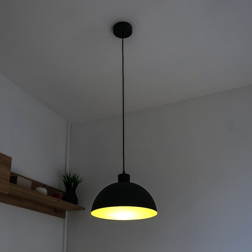 Lampa wisząca na lince VESPER 1xE27/15W/230V śr. 18 cm czarna/złota