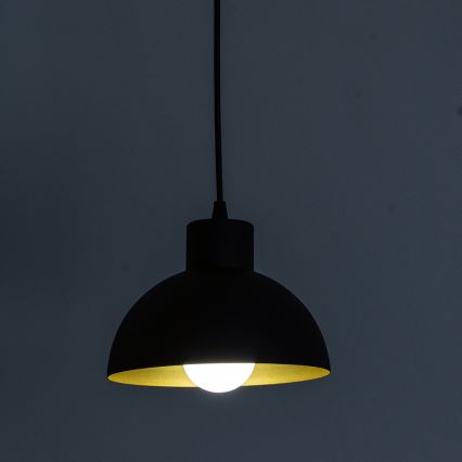 Lampa wisząca na lince VESPER 1xE27/15W/230V śr. 18 cm czarna/złota