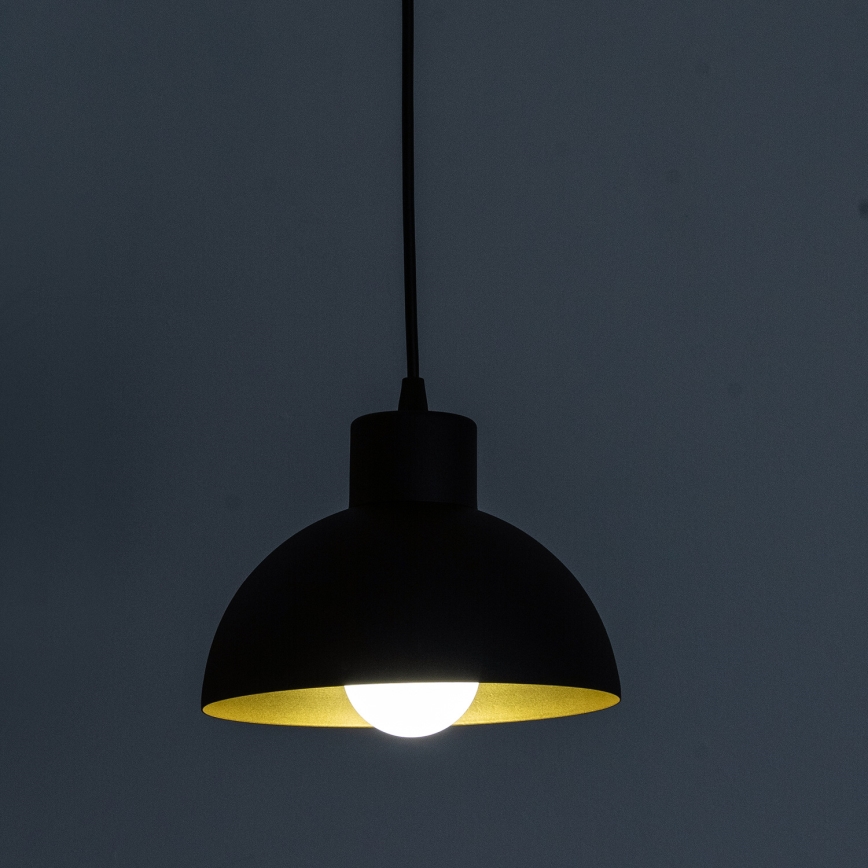Lampa wisząca na lince VESPER 1xE27/15W/230V śr. 18 cm czarna/złota