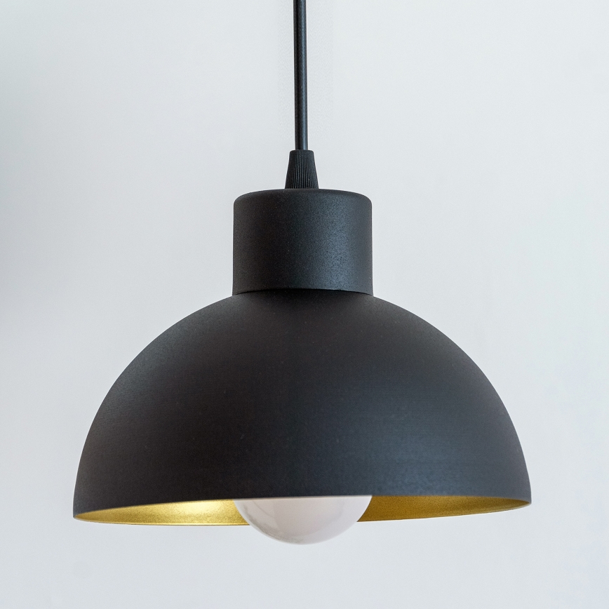 Lampa wisząca na lince VESPER 1xE27/15W/230V śr. 18 cm czarna/złota