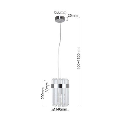 Lampa wisząca na lince VETRO 1xE14/10W/230V chrom błyszczący