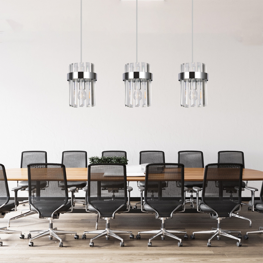 Lampa wisząca na lince VETRO 3xE14/10W/230V chrom błyszczący