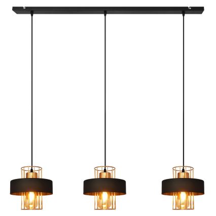 Lampa wisząca na lince VOLTA 3xE27/15W/230V czarna/różowe złoto