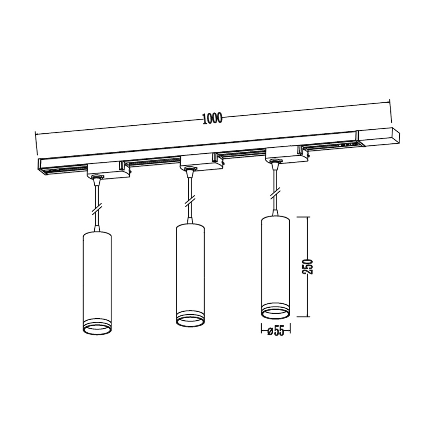 Lampa wisząca na lince w systemie szynowym PIPE 3xGU10/10W/230V biała