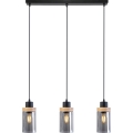 Lampa wisząca na lince WOODNEST 3xE27/15W/230V sosna/dymiona czerń