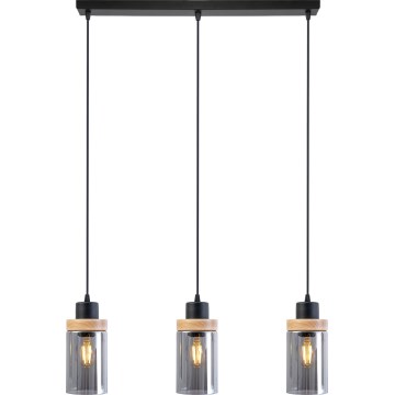 Lampa wisząca na lince WOODNEST 3xE27/15W/230V sosna/dymiona czerń