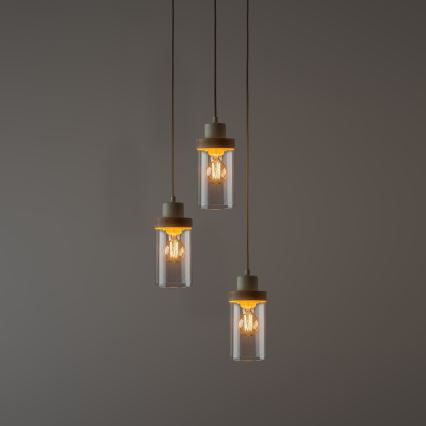 Lampa wisząca na lince WOODNEST 3xE27/15W/230V sosna/kremowa
