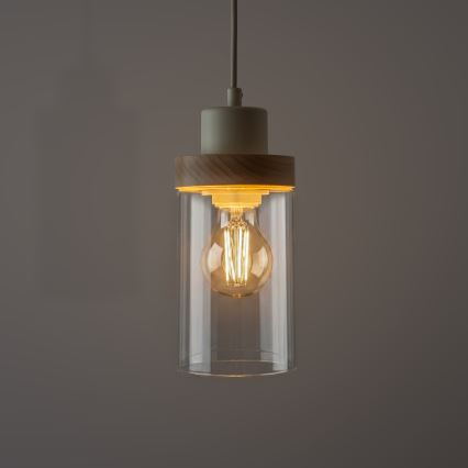 Lampa wisząca na lince WOODNEST 3xE27/15W/230V sosna/kremowa