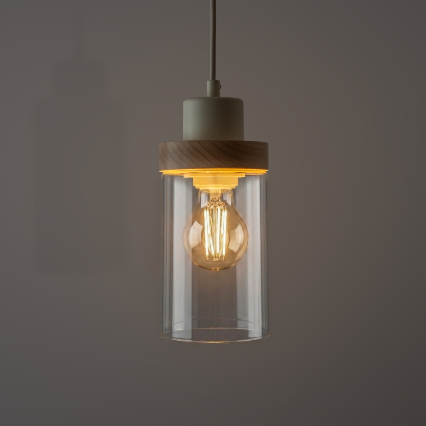 Lampa wisząca na lince WOODNEST 3xE27/15W/230V sosna/kremowa