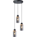 Lampa wisząca na lince WOODNEST 3xE27/15W/230V sosna/przydymiona czerń