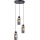 Lampa wisząca na lince WOODNEST 3xE27/15W/230V sosna/przydymiona czerń