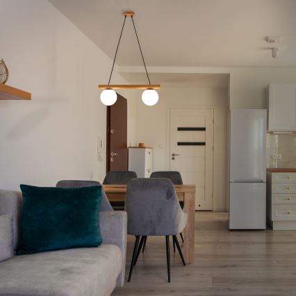 Lampa wisząca na lince WOODSTOCK 2xE27/15W/230V drewno/czarny