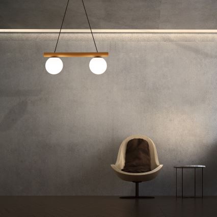 Lampa wisząca na lince WOODSTOCK 2xE27/15W/230V drewno/czarny