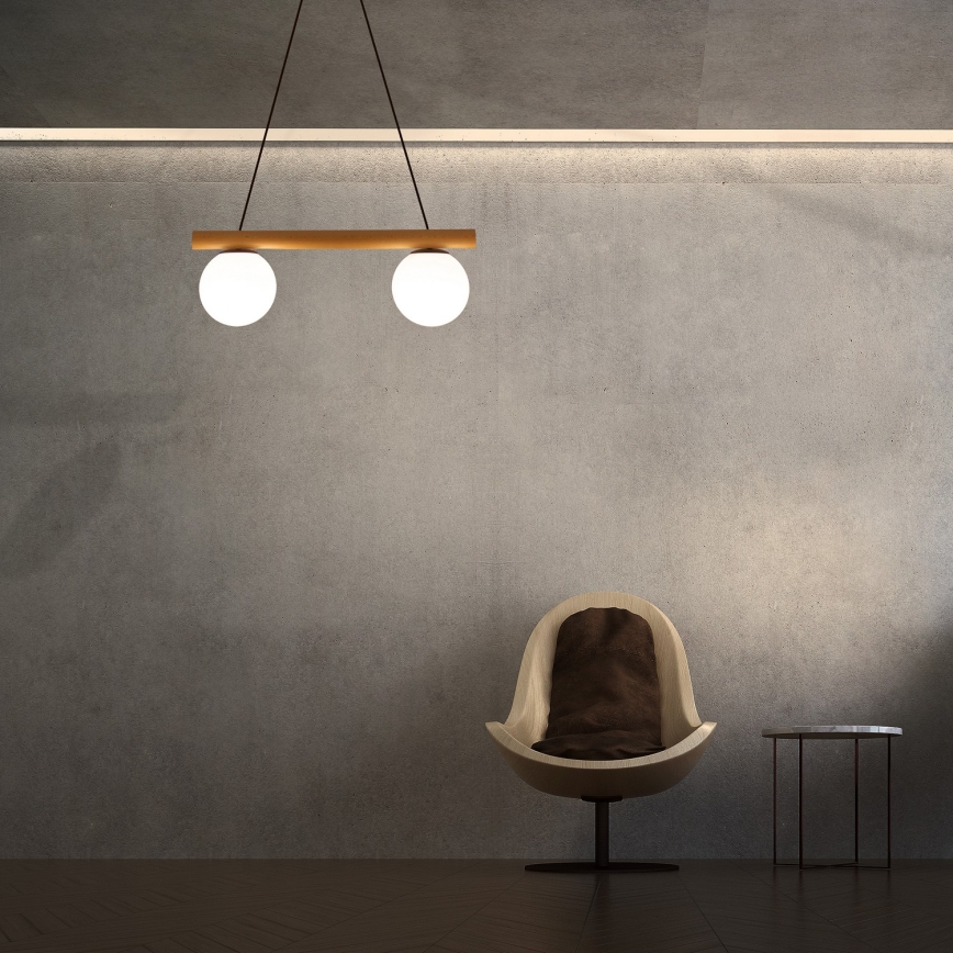 Lampa wisząca na lince WOODSTOCK 2xE27/15W/230V drewno/czarny