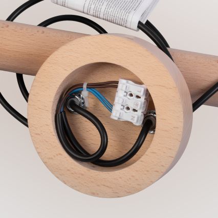 Lampa wisząca na lince WOODSTOCK 2xE27/15W/230V drewno/czarny