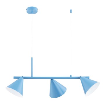 Lampa wisząca na lince ZELTA 3xE27/15W/230V niebieska