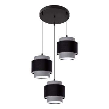 Lampa wisząca na linkach 3xE27/60W/230V szara