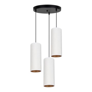 Lampa wisząca na linkach AVALO 3xE27/60W/230V śr. 35 cm biała/miedziana
