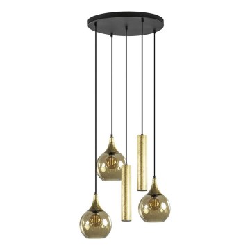 Lampa wisząca na linkach CALYPSO 2xGU10/60W/230V + 3xE27/60W czarno-złota