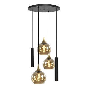 Lampa wisząca na linkach CALYPSO 2xGU10/60W/230V + 3xE27/60W czarno-złota