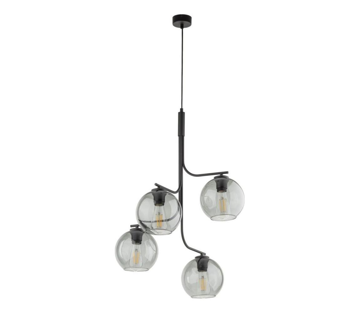 Lampa wisząca na linkach CESAR 4xE27/15W/230V czarna/dymnoszara