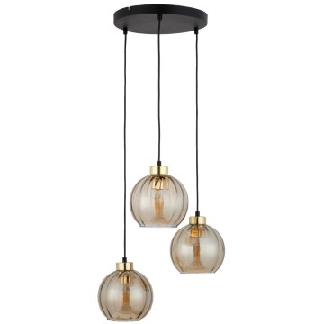 Lampa wisząca na linkach DEVI 3xE27/15W/230V czarna/dymny beż