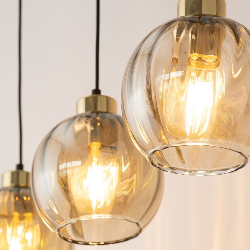 Lampa wisząca na linkach DEVI 3xE27/15W/230V czarna/dymny beż