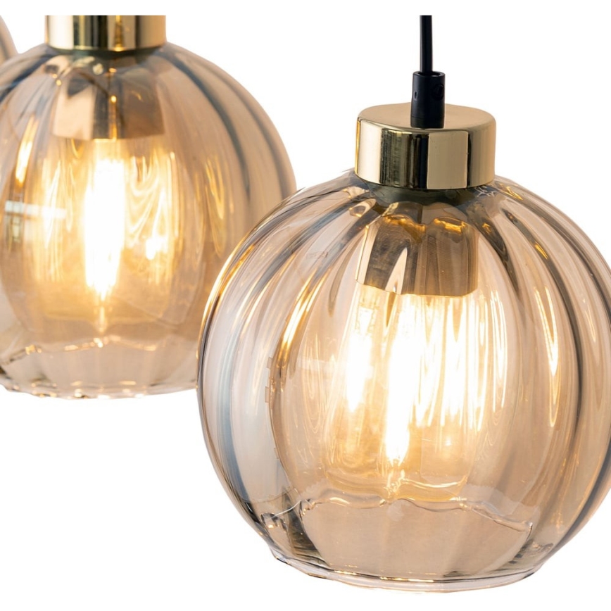 Lampa wisząca na linkach DEVI 3xE27/15W/230V czarna/dymny beż